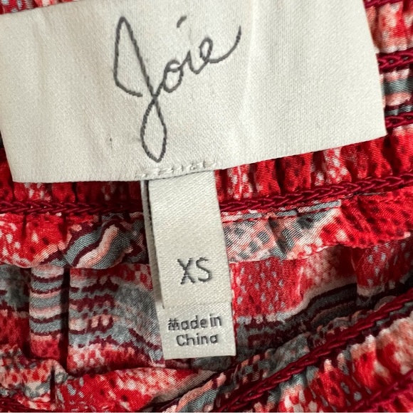 Joie Red Silk Pants Tribal Print Wide Leg Lightweight Casual Southwest Boho XS - Picture 8 of 9